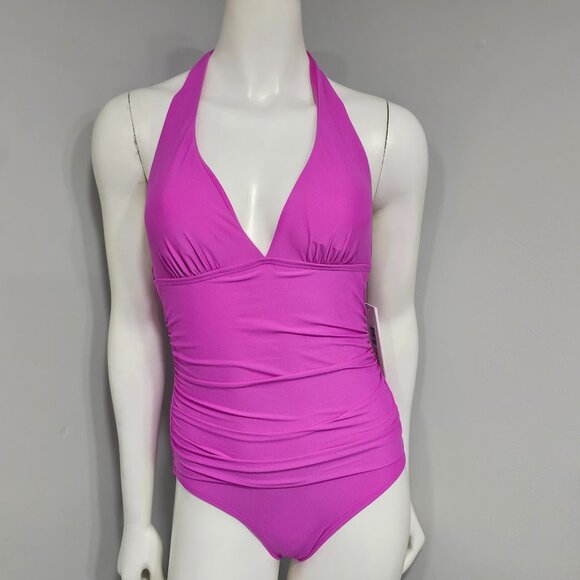 Dkny Tie-Back Halter-Style One-Piece Swimsuit - Picture 2 of 7
